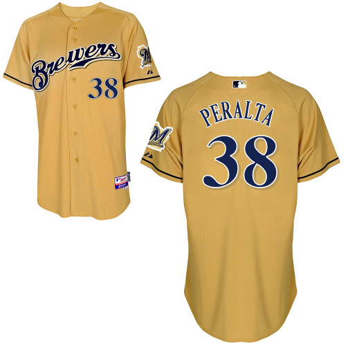 Wily Peralta #38 Youth Baseball Jersey-Milwaukee Brewers Authentic Gold MLB Jersey